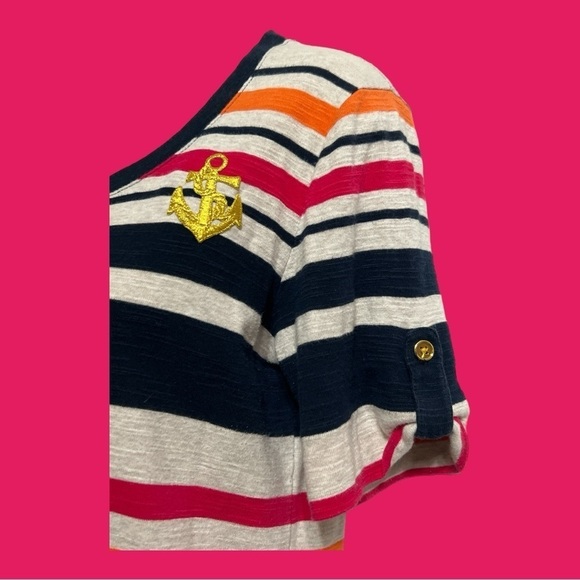 Ships Ahoy No Brand Nautical Striped Short Sleeve Sweater Multi Color M? - Picture 3 of 6